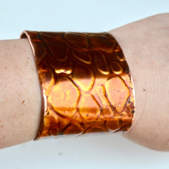 Cobblestone Copper Cuff Bracelet Boho Gift Gladiator Spartan Statement Jewelry H - Picture 3 of 6